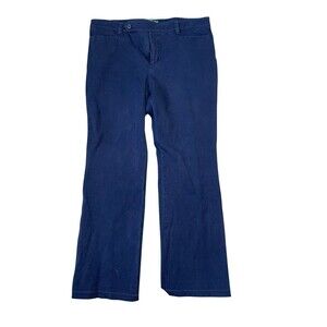 Lauren Ralph Lauren Womens Adele Pants Size 14 Navy Blue High Rise‎ Straight Leg